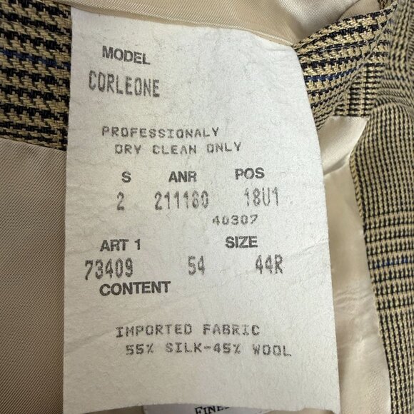 HUGO BOSS Corleone Blazer 44R Silk Wool Mens Sport Coat Yellow Black Check - Picture 9 of 16